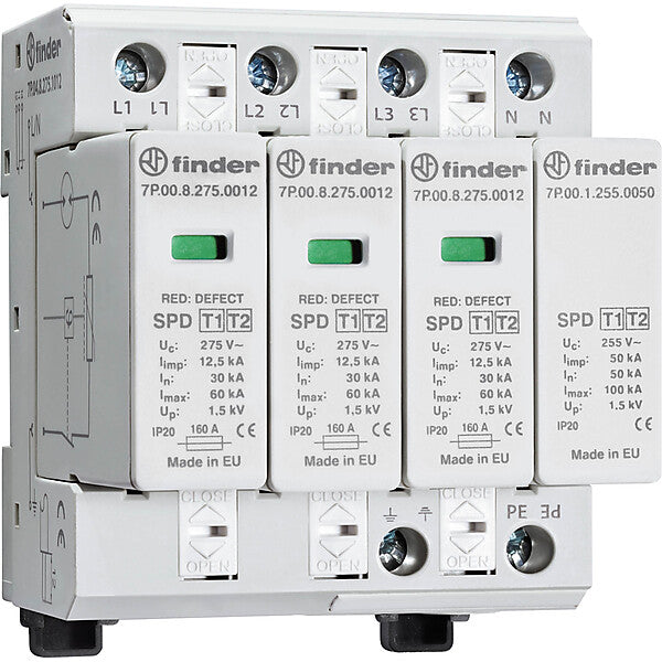 Finder Kombiableiter Typ 1+2 f. 3ph. TT u. TN-S 7P.04.8.275.1012